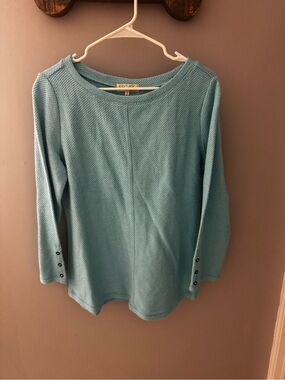 Escape by habitat Aqua Textured Scoop-Neck Long Sleeve Top